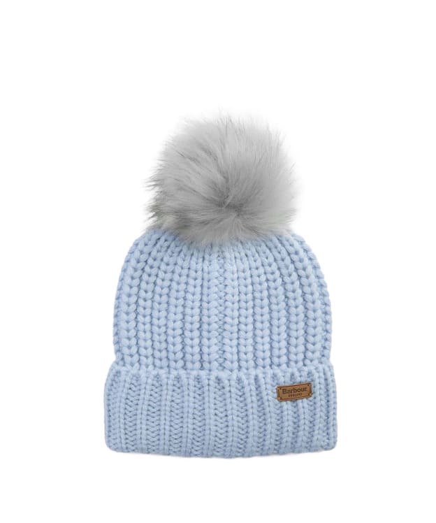 Women's Barbour Saltburn Bobble Hat - Ice Blue