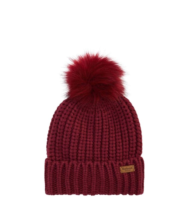 Women's Barbour Saltburn Bobble Hat - Biking Red
