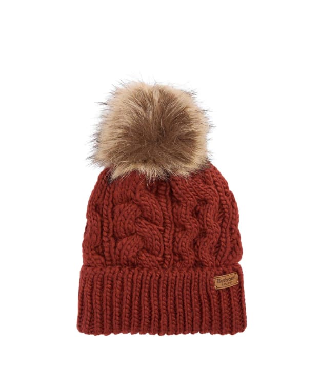 Women's Barbour Penshaw Cable Beanie - Burnt Henna