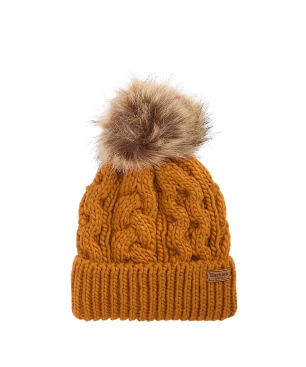 Women's Barbour Penshaw Cable Beanie - Mustard