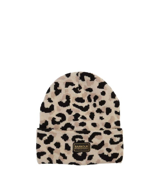 Women's Barbour International Harley Leopard Beanie Hat - Jasmine Leopard