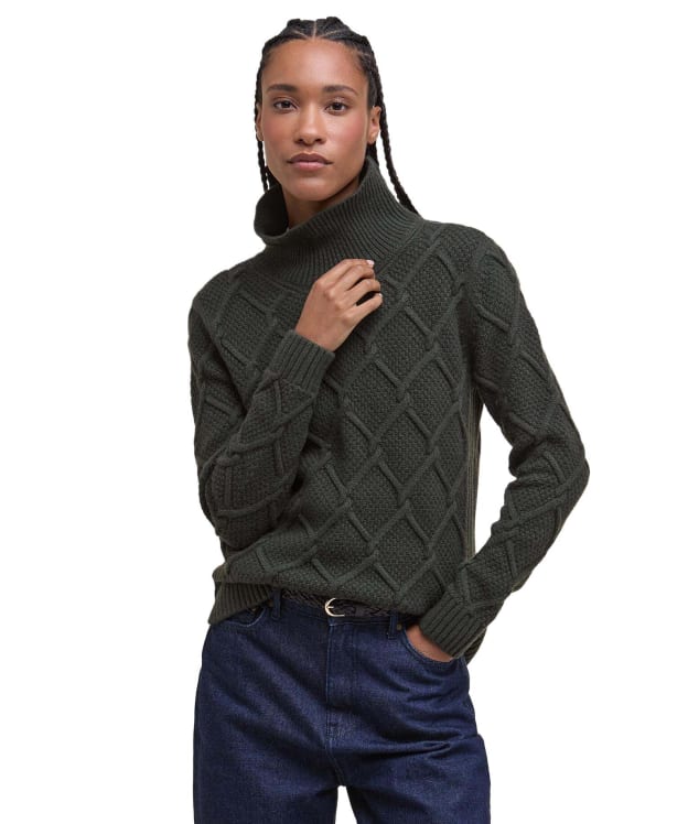 Women's Barbour Burne Roll Neck Knit - Olive