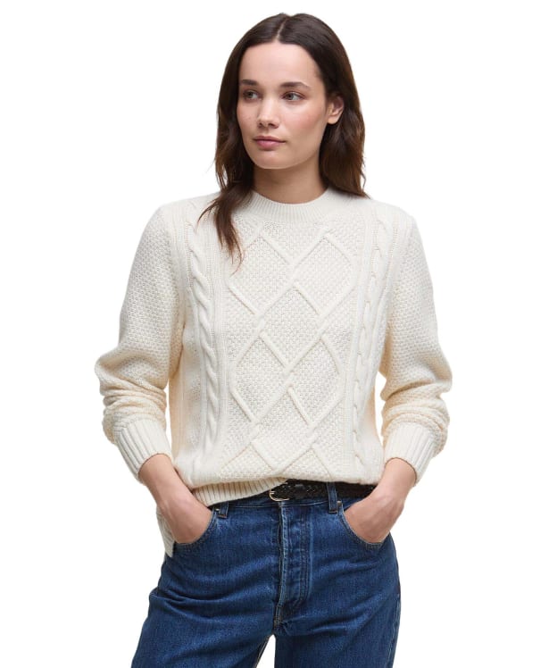 Women's Barbour Burne Crew Knitted Jumper - Ecru