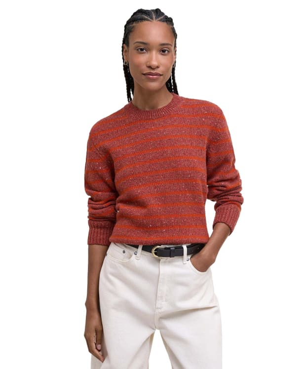 Women's Barbour Claydon Knitted Jumper - Burnt Orange Stripe