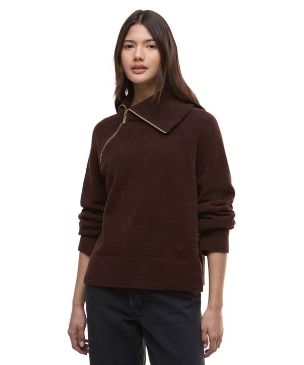 Women's Barbour International Saskia Knitted Jumper - Chocolate