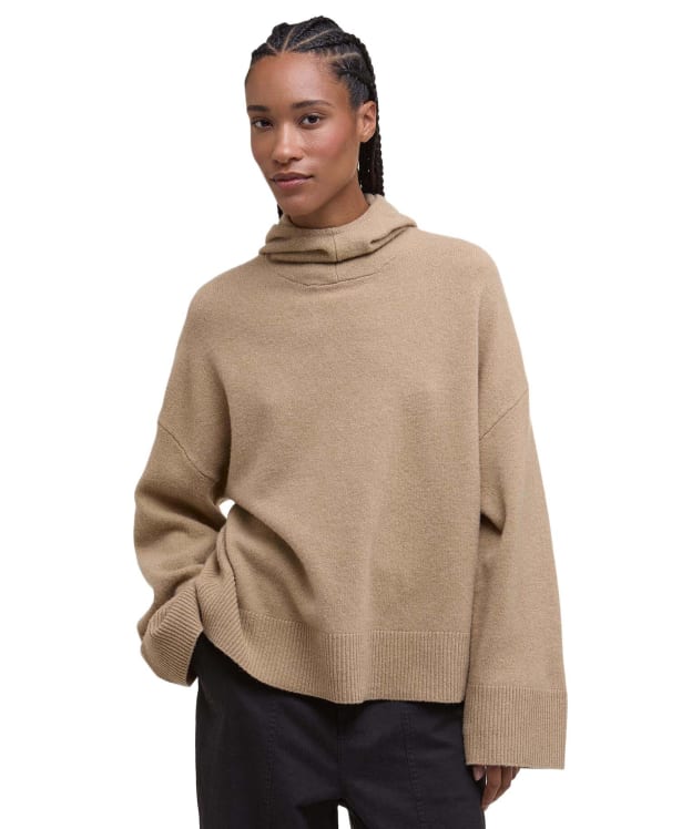 Women's Barbour Evette Knitted Hoodie - Military Brown