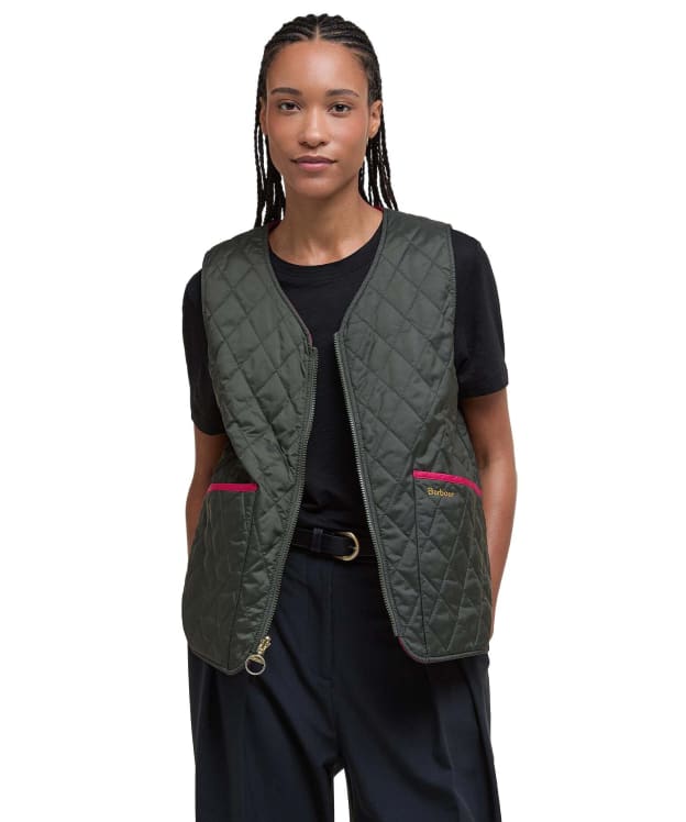 Women's My Barbour Reversible Liner - Sage / Zeni Pink
