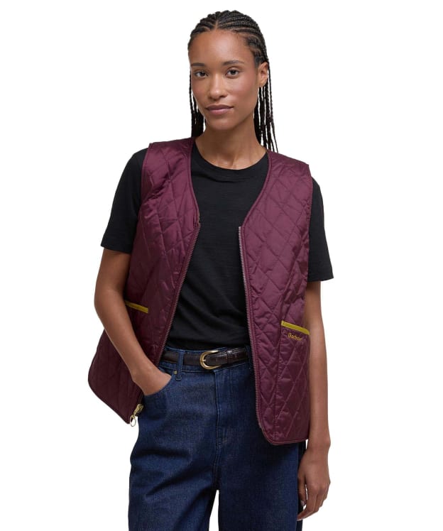 Women's My Barbour Reversible Liner - Aubergine / Pollen