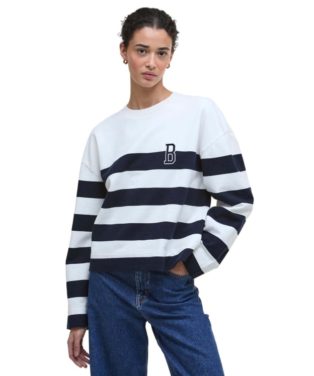 Women's Barbour Faye Sweatshirt - Cloud / Navy Stripe