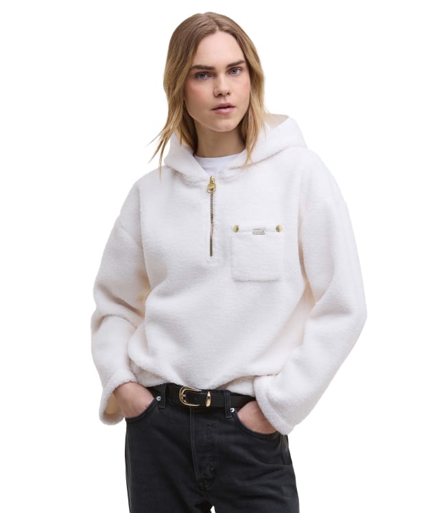 Women's Barbour International Lola Fleece Hoodie - Off White