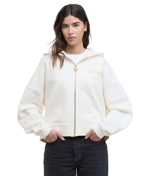 Women's Barbour International Lana Zip Hoodie - Off White