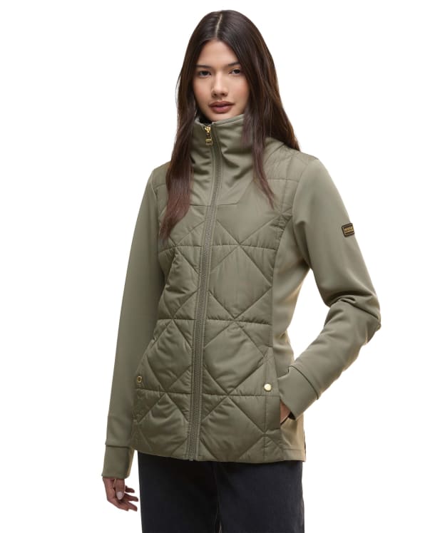 Women's Barbour International Kya Quilted Sweater Jacket - Dusky Khaki