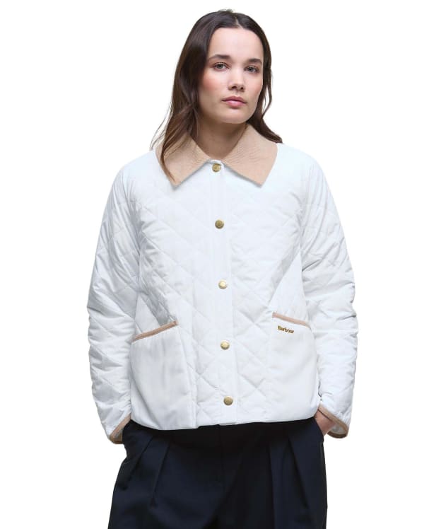 Women's Barbour Anise Quilted Jacket - Linen White / Ancient Tartan