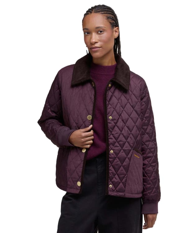 Women's Barbour Marla Quilted Jacket - Black Cherry / Dark Brown / Muted Tartan