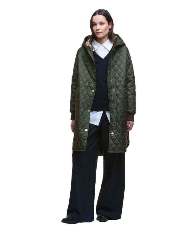 Women's Barbour Hilary Quilted Jacket - Olive / Ancient Tartan