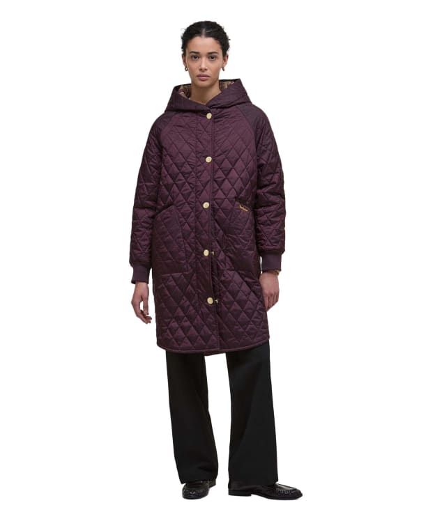 Women's Barbour Hilary Quilted Jacket - Black Cherry / Dark Brown / Muted Tartan