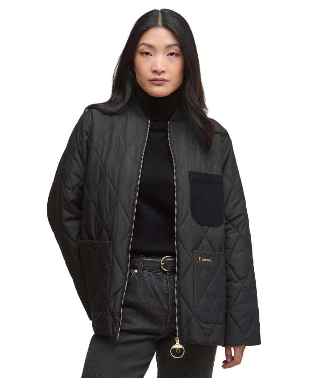 Women's Barbour Leonie Quilted Jacket - Black / Classic Tartan