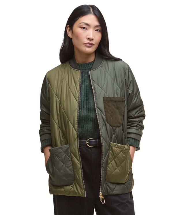 Women's Barbour Leonie Quilted Jacket - Olive / Dark Moss / Ancient Tartan