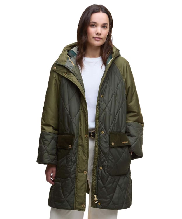 Women's Barbour Elspeth Quilted Jacket - Olive / Dark Moss / Ancient Tartan