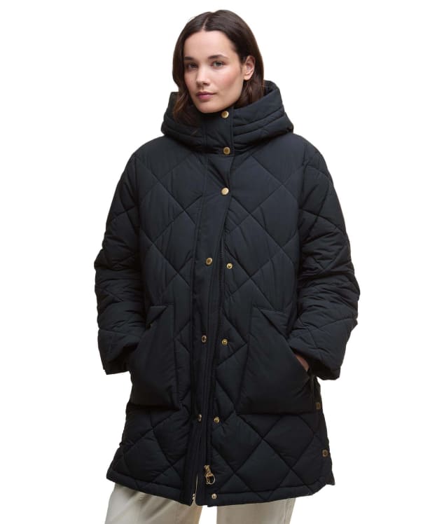 Women's Barbour Kailyn Puffer Jacket - Black / Classic Tartan