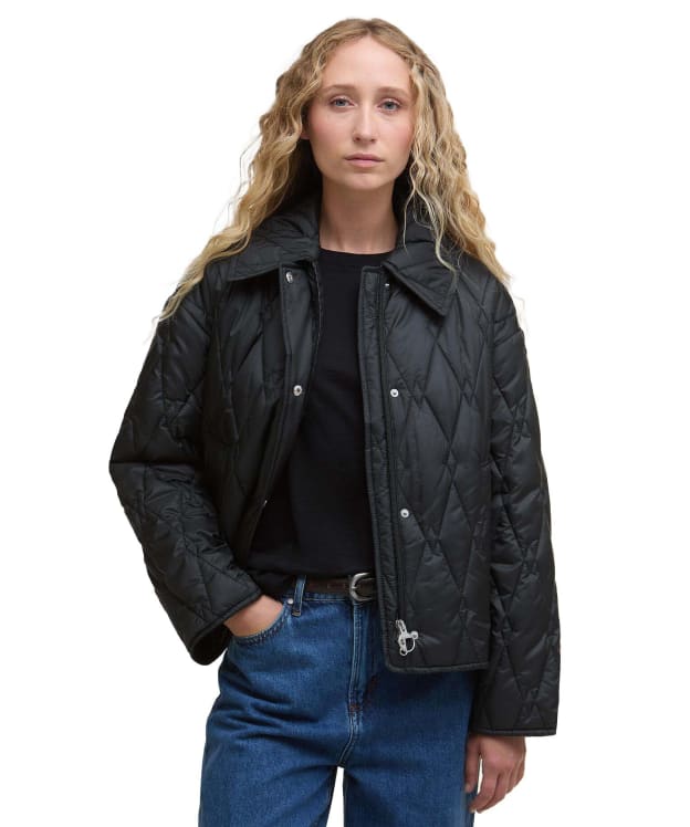 Women's Barbour Bernadette Quilted Jacket - Black / Onyx Tartan
