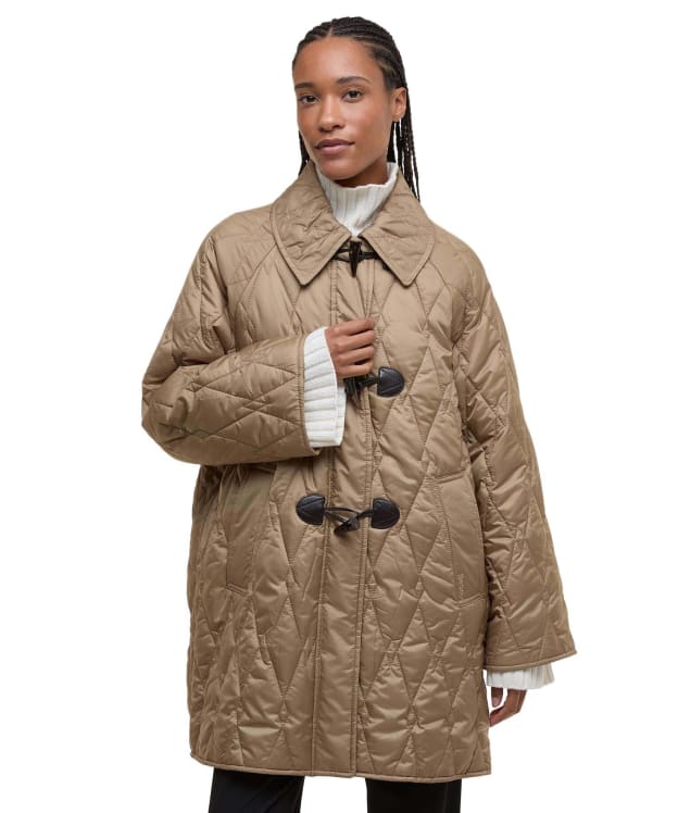 Women's Barbour Cosette Quilted Jacket - Military Brown / Hollyhock