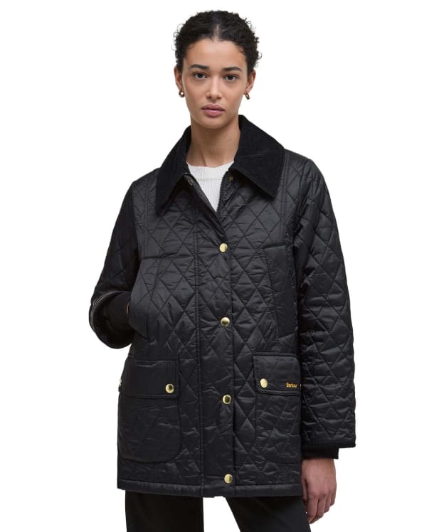 Women's Barbour Modern Beadnell Quilted Jacket - Black / Classic Tartan