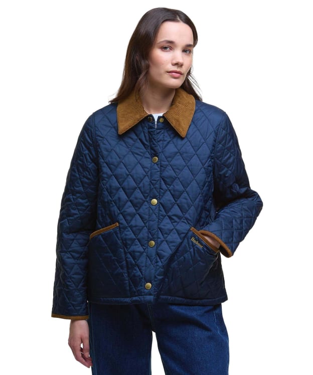Women's Barbour Icons Cropped Liddesdale Quilted Jacket - Navy / Classic