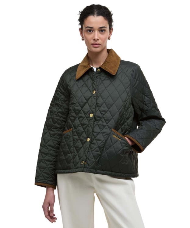 Women's Barbour Icons Cropped Liddesdale Quilted Jacket - Sage / Ancient Tartan