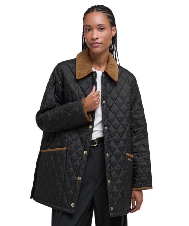 Women's Barbour Icons Modern Liddesdale Quilted Jacket - Black / Classic Tartan