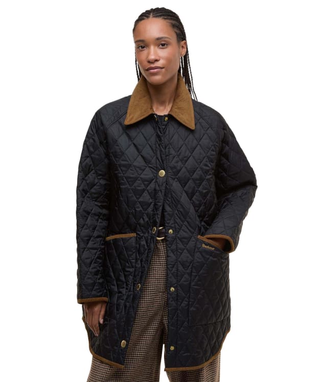 Women's Barbour Over Sized Liddesdale Quilted Jacket - Black / Classic Tartan