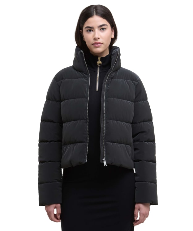 Women's Barbour International Hudson Faux Velvet Puffer Jacket - Black