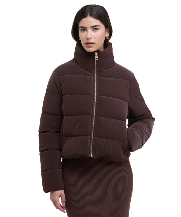 Women's Barbour International Hudson Faux Velvet Puffer Jacket - Red Velvet