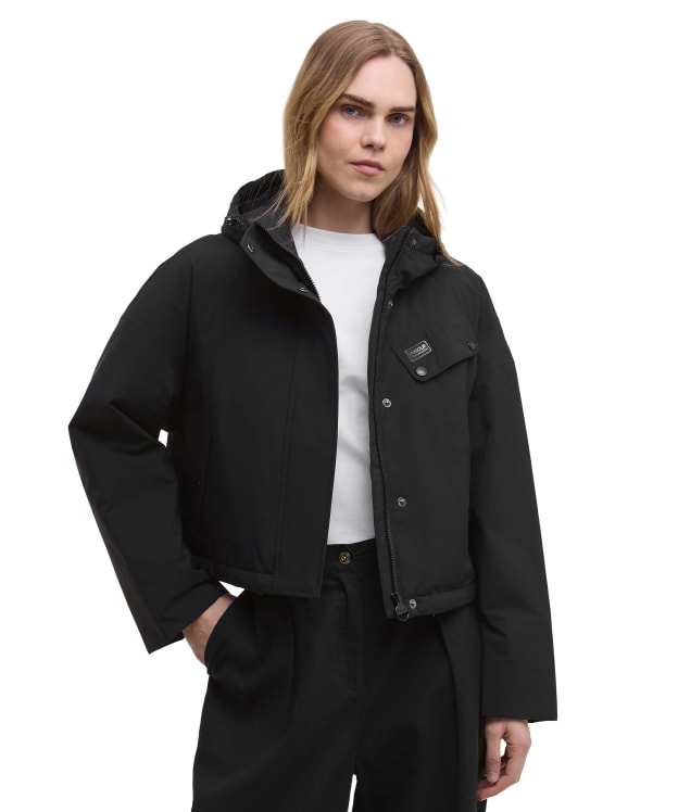 Women's Barbour International Atlanta Cropped Waterproof Jacket - Black