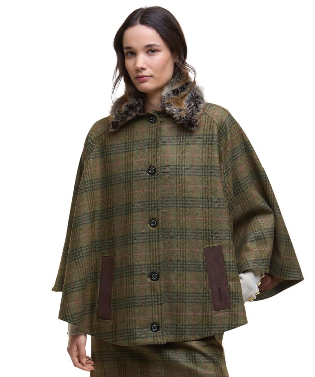 Women's Barbour Flax Lily Wool Cape - Arabesque / Brown