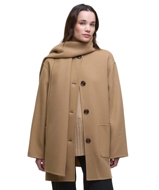 Women's Barbour Clementine Wool Scarf Coat - Camel