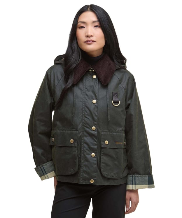 Women's Barbour Reighton Waxed Jacket - Fern / Ancient Tartan