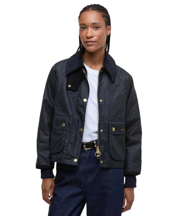 Women's Barbour Cropped Beadnell Waxed Jacket - Navy / Classic