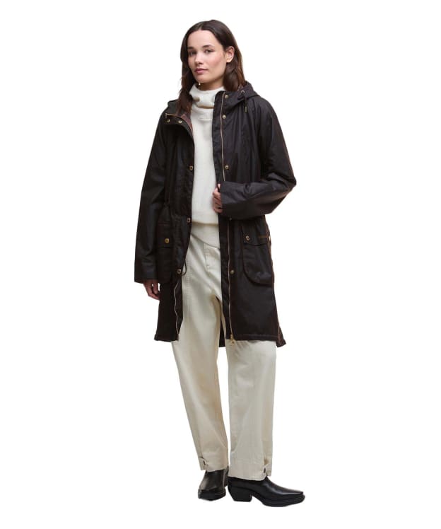 Women's Barbour Marcy Waxed Parka - Rustic / Muted Tartan