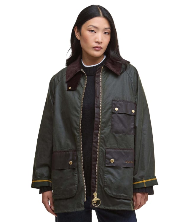 Women's Barbour Luella Waxed Jacket - Fern / Ancient Tartan