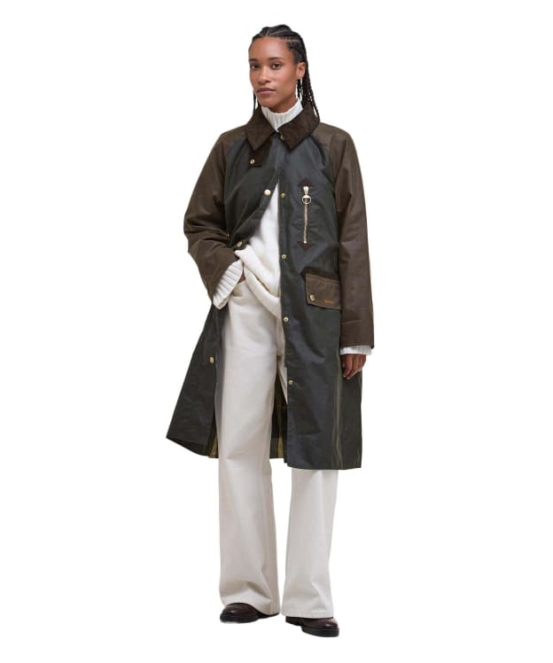 Women's Barbour Evette Waxed Jacket - Fern / Beech / Ancient Tartan