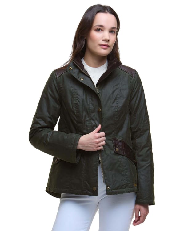 Women's Barbour Fern Waxed Jacket - Fern / Classic Tartan