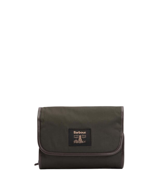 Men’s Barbour Wax Hanging Washbag - Olive / Beacon