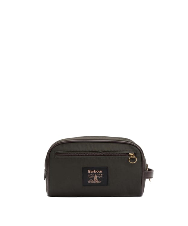 Men’s Barbour Wax Washbag - Olive / Beacon