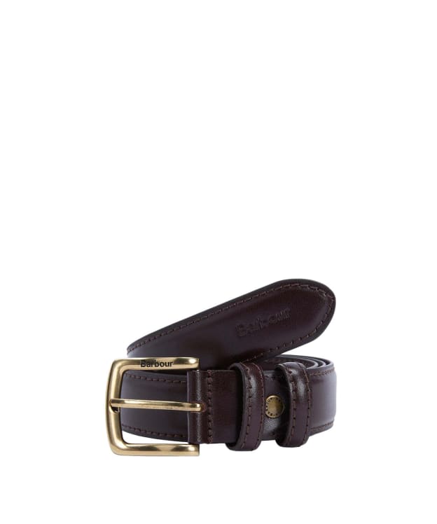 Men's Barbour Clyde Leather Belt - Chestnut Brown