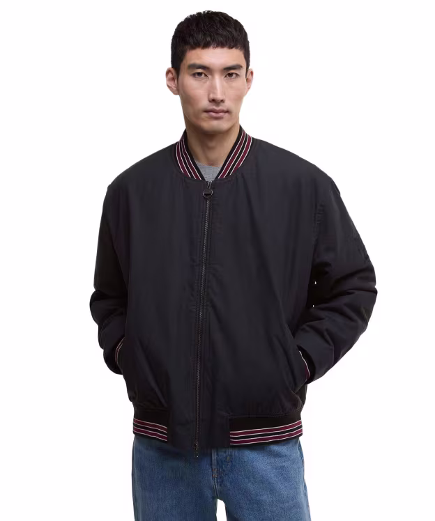 Men's Barbour International Dobson Casual Varsity Jacket - Black