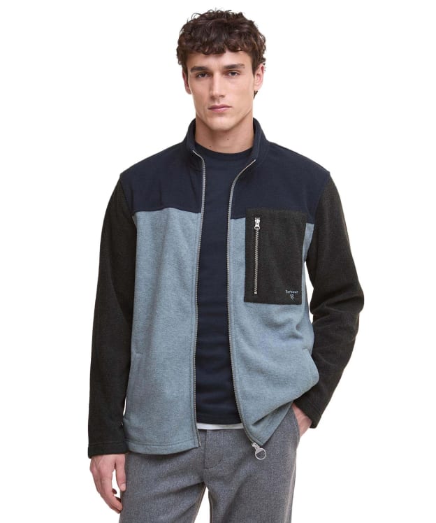Men's Barbour Colour Block Fleece Full Zip Jacket - Grey Marl