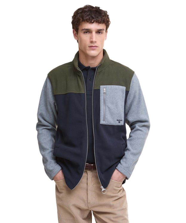 Men's Barbour Colour Block Fleece Full Zip Jacket - Navy