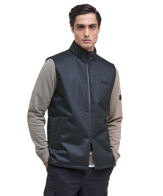 Men's Barbour International Darton Check Gilet - Black / Sage Check