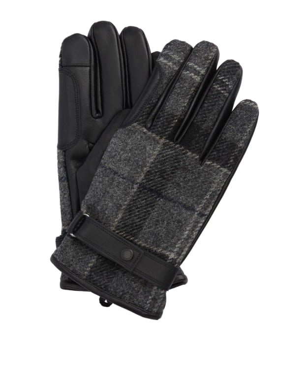 Men's Barbour Newbrough Tartan Gloves - Black / Grey